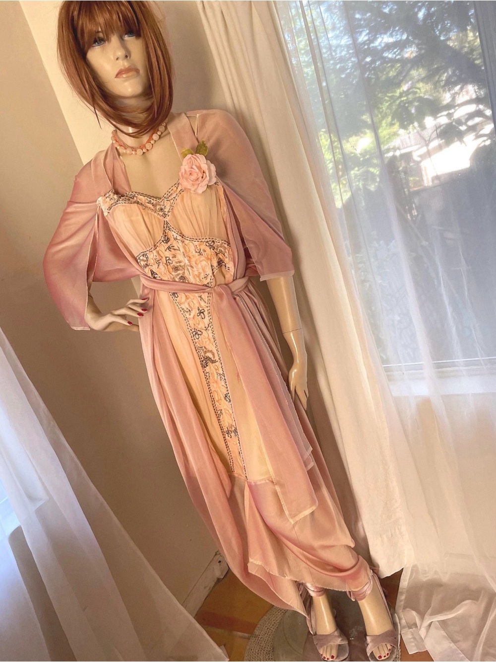 Authentic Antique 20’s 30’s Beaded Gown Maxi Dress